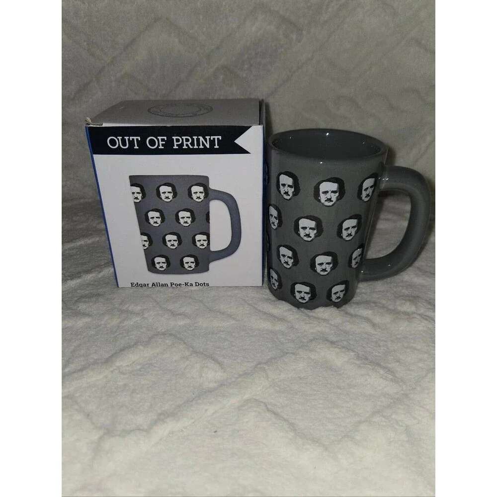 Out of Print Edgar Allan Poe-ka Dots Grey Ceramic Mug